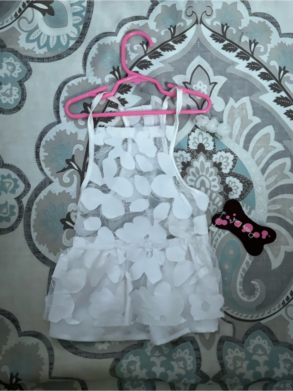 White Floral Appliqué Baby/Toddler Dress